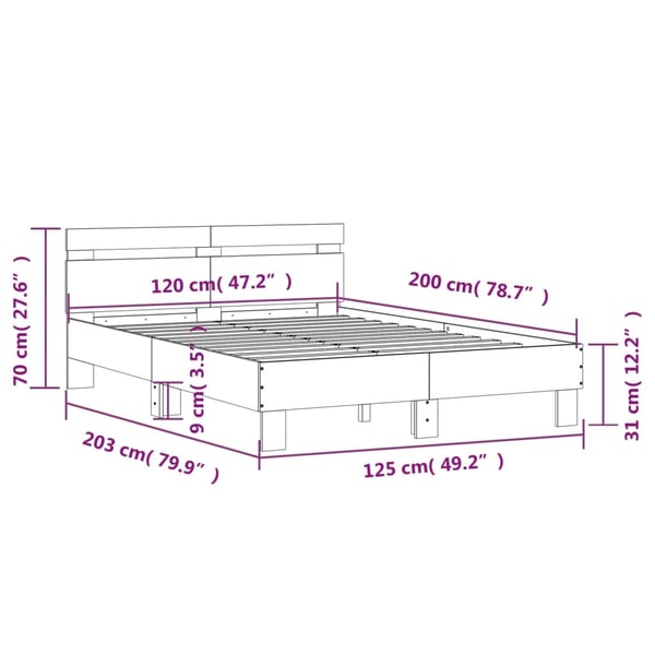 vidaXL Sengeramme med hodegavl svart 120x200 cm konstruert tre