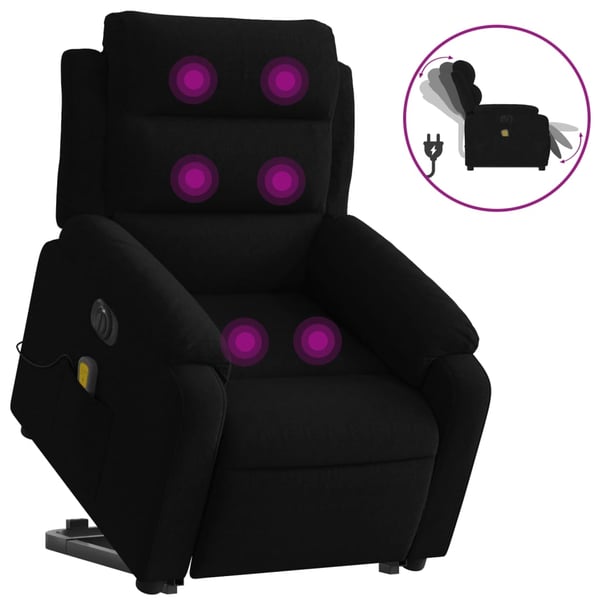 vidaXL massagestol med løftefunktion velour sort