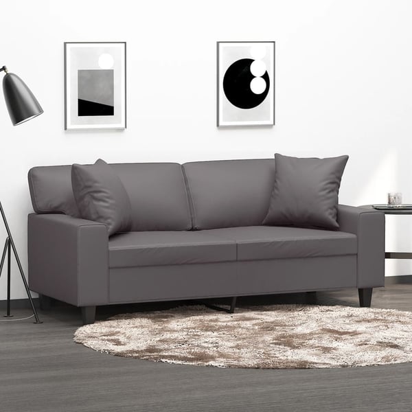 vidaXL 2-personers sofa med pyntepuder 140 cm kunstlæder grå