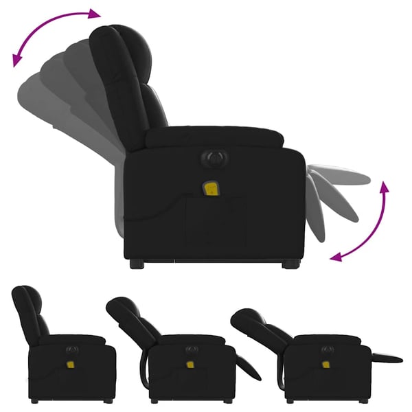 vidaXL massagestol med løftefunktion kunstlæder sort