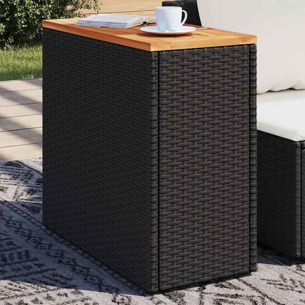 vidaXL Hagebord med treplate svart 58x27,5x55 cm polyrotting