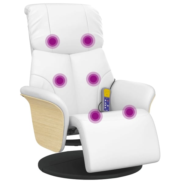 vidaXL massagestol med fodstøtte kunstlæder hvid