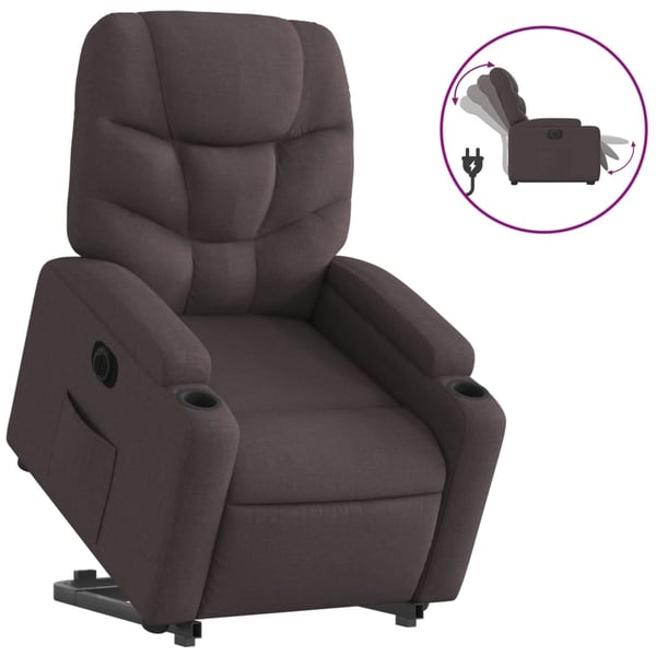 vidaXL Elektrisk reclinerfåtölj med uppresningshjälp brun tyg