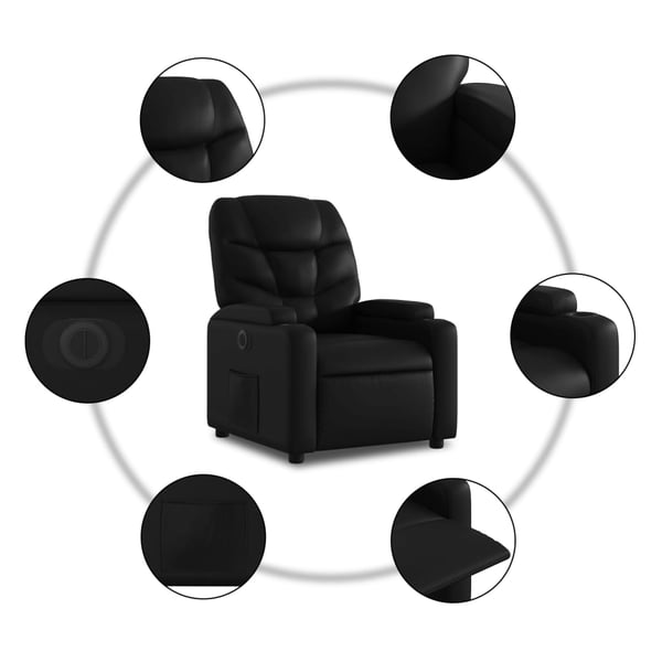vidaXL Reclinerfåtölj med uppresningshjälp svart konstläder