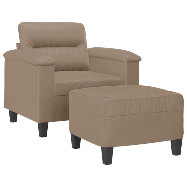 vidaXL sofastol med fodskammel 60 cm kunstlæder Cappuccino