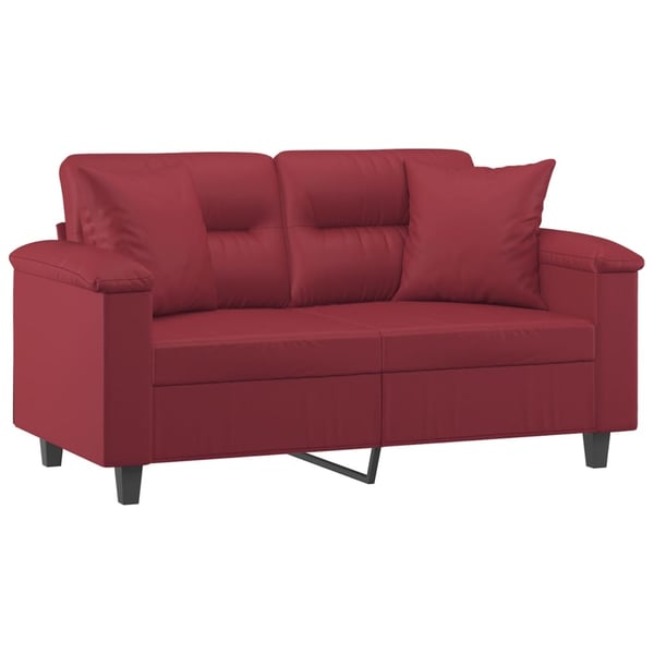 vidaXL 2-personers sofa med pyntepuder 120 cm kunstlæder vinrød
