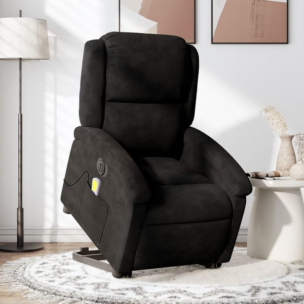 vidaXL massagestol med løftefunktion velour sort