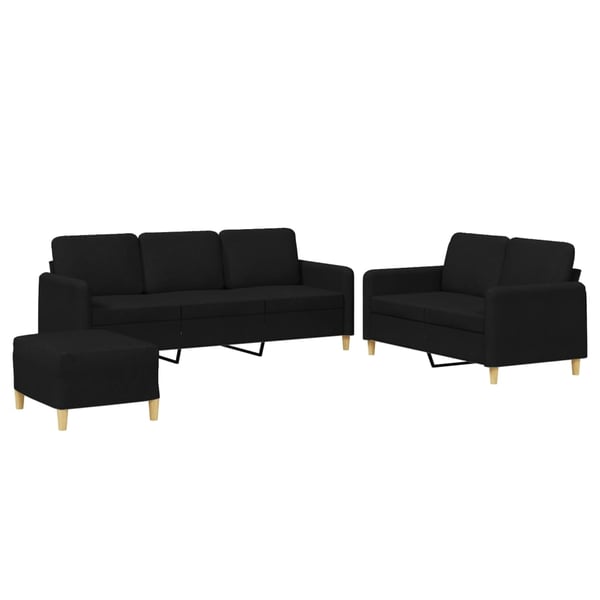vidaXL sofasæt 3 dele med hynder stof sort