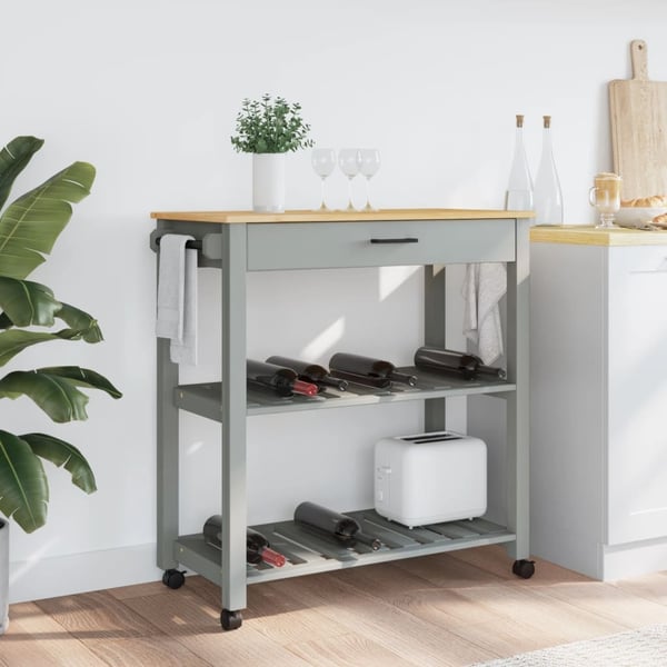vidaXL Keittiövaunu MONZA 84x40x90 cm täysi mänty