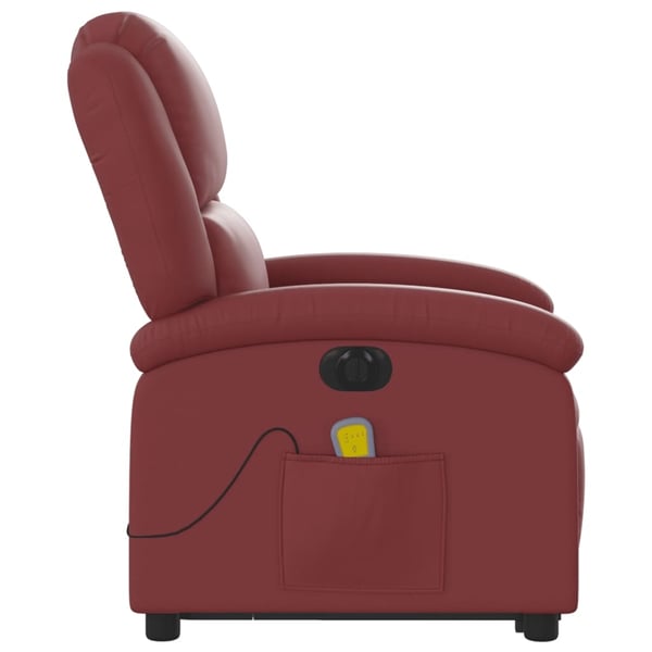 vidaXL massagestol med løftefunktion kunstlæder vinrød