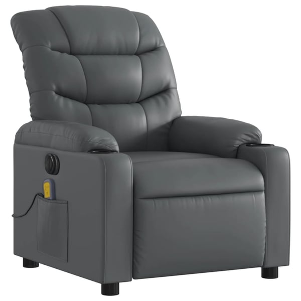 vidaXL Elektrisk massagefåtölj grå konstläder