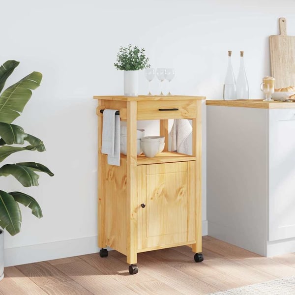 vidaXL Kjøkkenvogn MONZA 48x40x88,5 cm heltre furu
