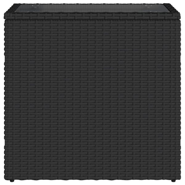 vidaXL havebord med glastop 58x27,5x55 cm polyrattan sort
