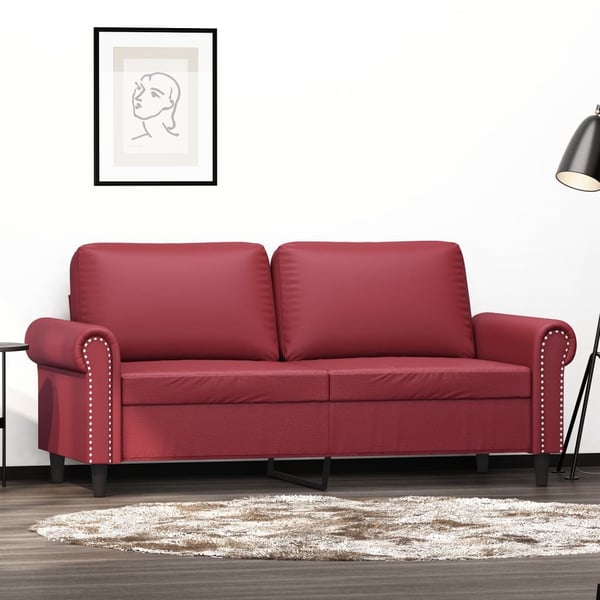 vidaXL 2-personers sofa 140 cm kunstlæder vinrød