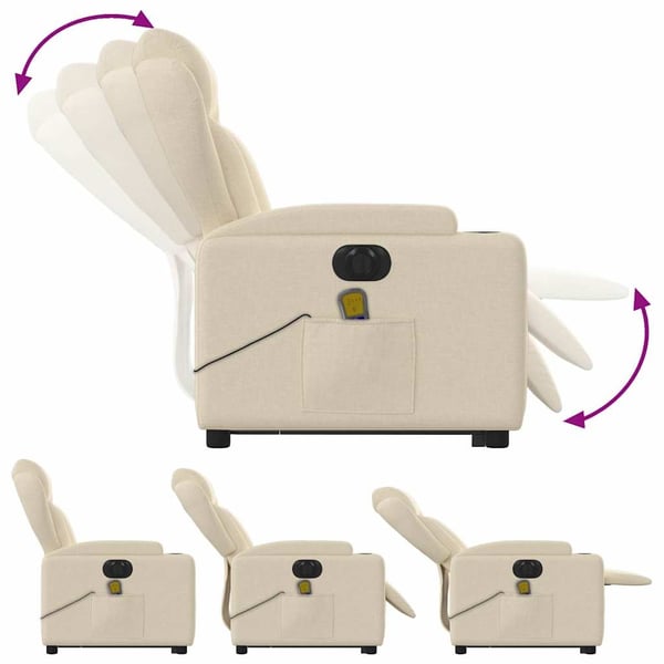 vidaXL elektrisk massagestol med løftefunktion cremefarvet