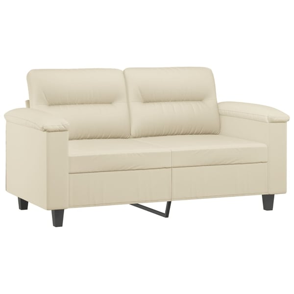 vidaXL 2-personers sofa med pyntepuder 120 cm kunstlæder cremefarvet