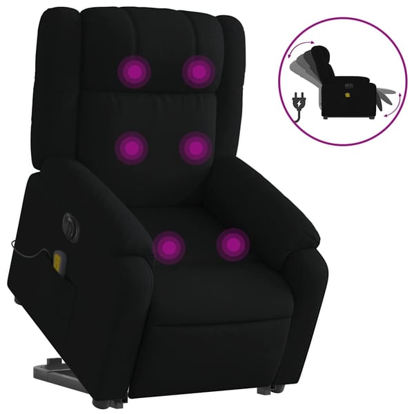vidaXL elektrisk massagestol med løftefunktion stof sort