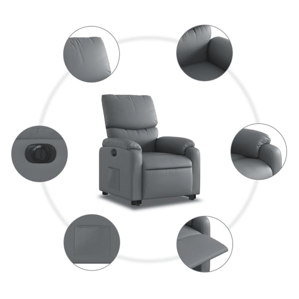 vidaXL Reclinerfåtölj med uppresningshjälp grå konstläder