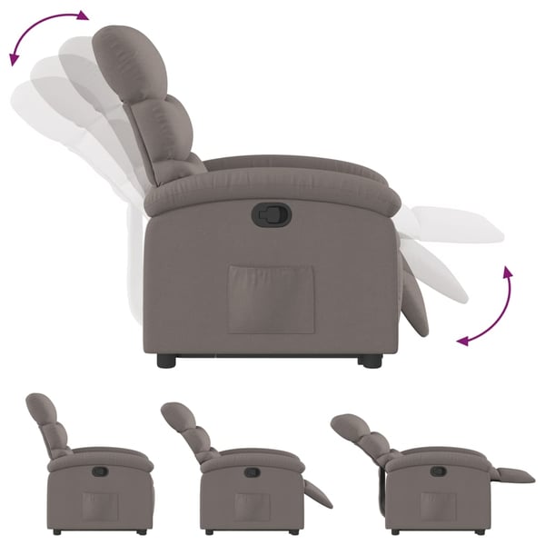 vidaXL Reclinerfåtölj med uppresningshjälp taupe tyg