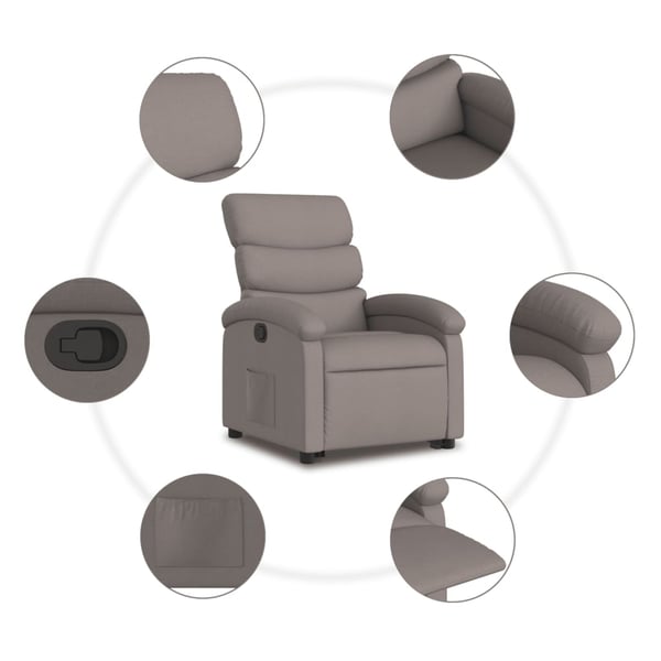 vidaXL Reclinerfåtölj med uppresningshjälp taupe tyg