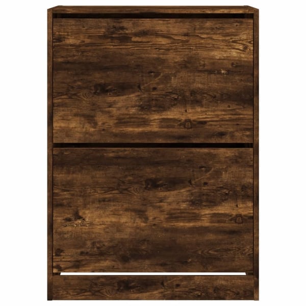 vidaXL Skoskap med 2 vippeskuffer røkt eik 80x42x108 cm