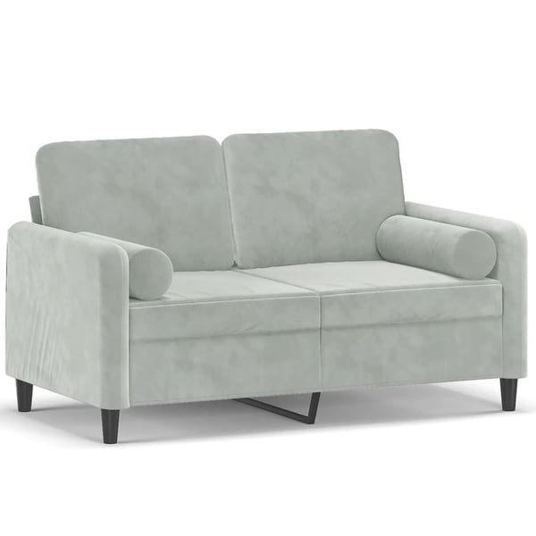 vidaXL 2-personers sofa med pyntepuder 120 cm velour lysegrå