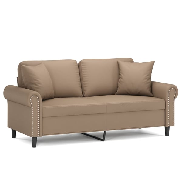 vidaXL 2-personers sofa med pyntepuder 140 cm kunstlæder cappuccino