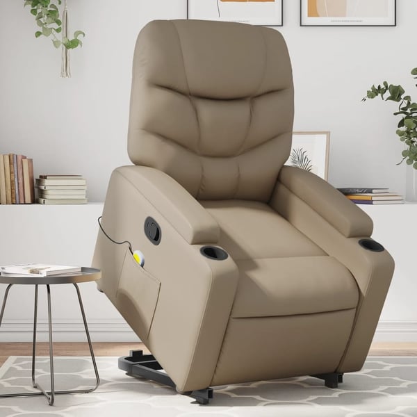 vidaXL løftestol med massagefunktion kunstlæder cappuccino