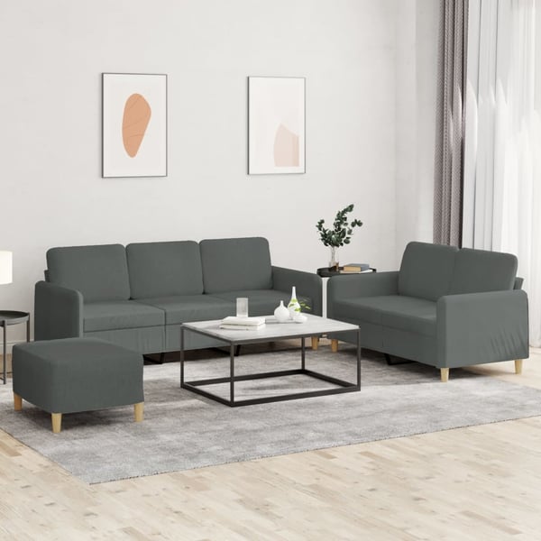 vidaXL sofasæt 3 dele med hynder stof mørkegrå