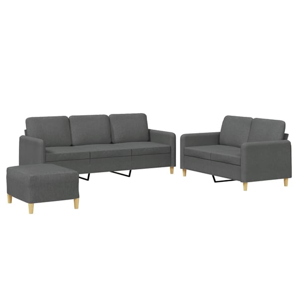 vidaXL sofasæt 3 dele med hynder stof mørkegrå