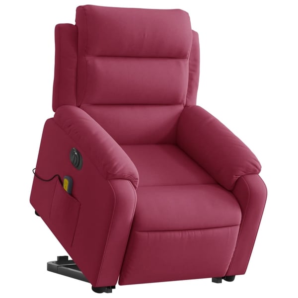 vidaXL massagestol med løftefunktion velour vinrød