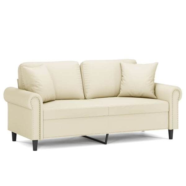 vidaXL 2-personers sofa med pyntepuder 140 cm kunstlæder cremefarvet