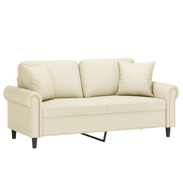 vidaXL 2-personers sofa med pyntepuder 140 cm kunstlæder cremefarvet