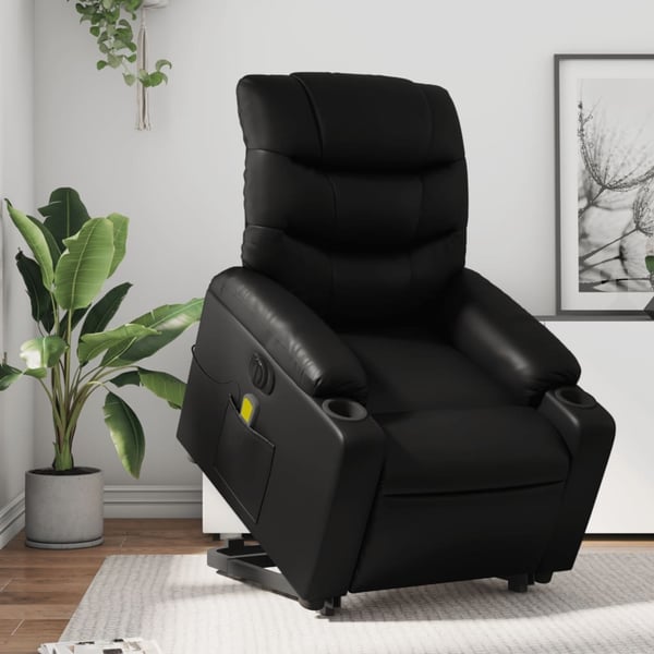 vidaXL massagestol med løftefunktion kunstlæder sort
