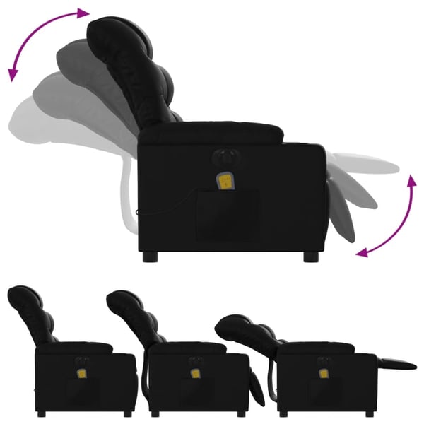 vidaXL Elektrisk massagefåtölj svart konstläder