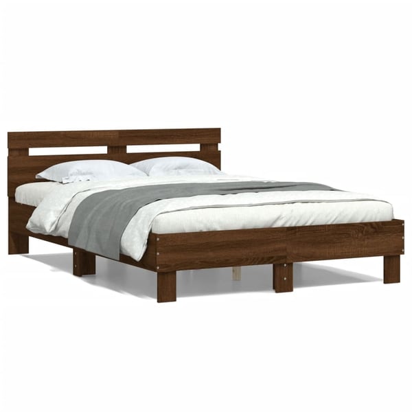 vidaXL Sengeramme med hodegavl brun eik 120x200 cm konstruert tre