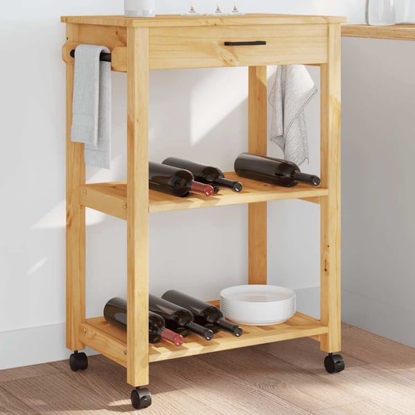 vidaXL Kjøkkenvogn MONZA 60x40x88,5 cm heltre furu