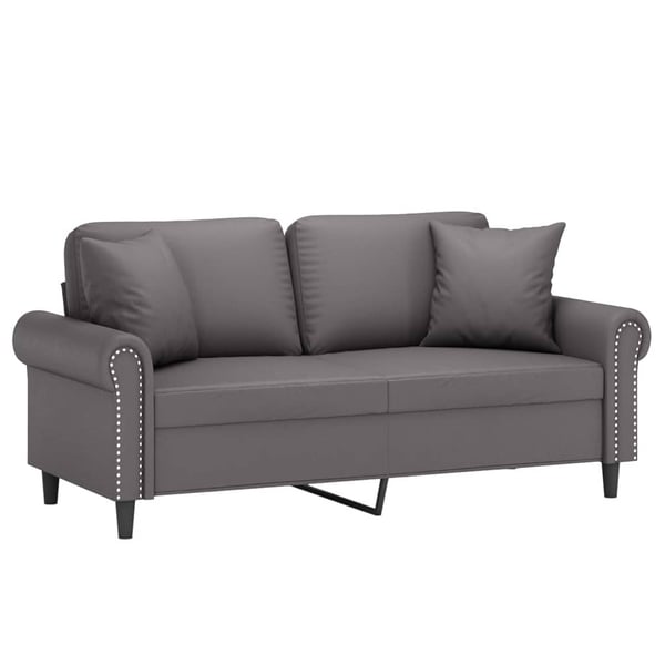 vidaXL 2-personers sofa med pyntepuder 140 cm kunstlæder grå