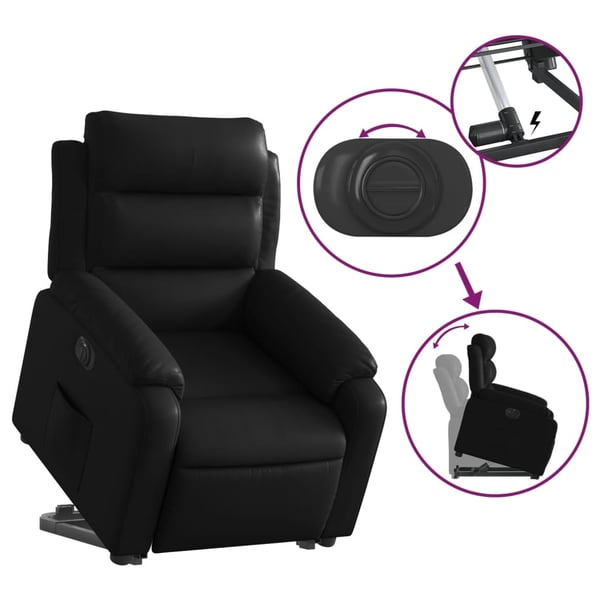 vidaXL eldrevet løftestol kunstlæder sort