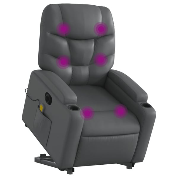 vidaXL massagestol med løftefunktion kunstlæder grå