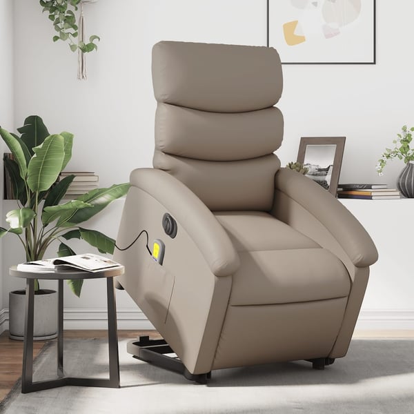 vidaXL massagestol med løftefunktion kunstlæder cappuccinofarvet