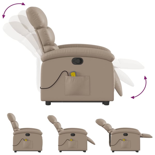 vidaXL løftestol med massagefunktion kunstlæder cappuccino