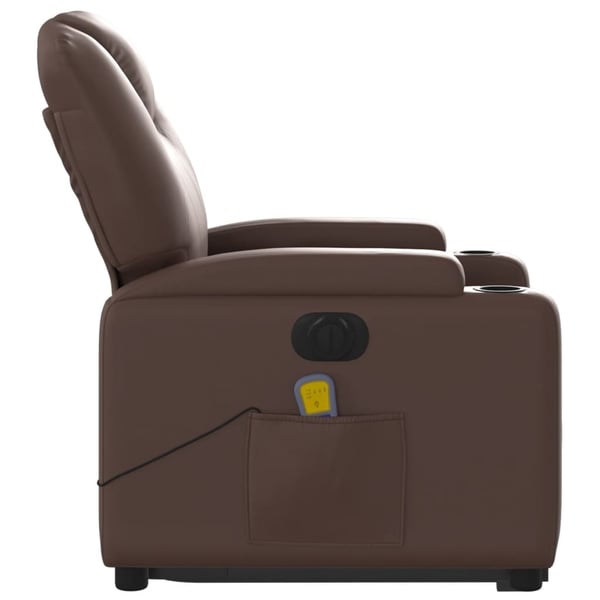 vidaXL massagestol med løftefunktion kunstlæder brun