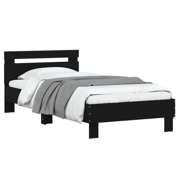vidaXL Sengeramme med hodegavl svart 90x200 cm konstruert tre