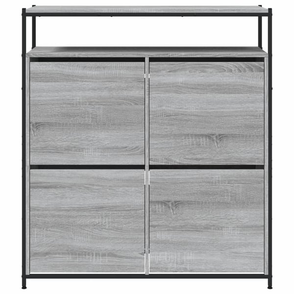 vidaXL Skoskap med 4 vippeskuffer grå sonoma 100x34x112 cm