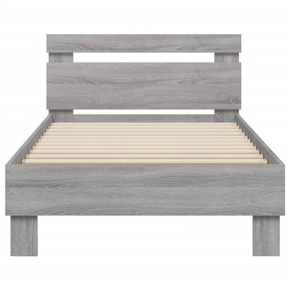 vidaXL Sengeramme med hodegavl grå sonoma 90x200 cm konstruert tre