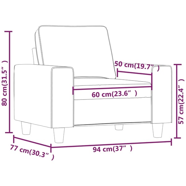 vidaXL Fåtölj ljusgrå 60 cm tyg