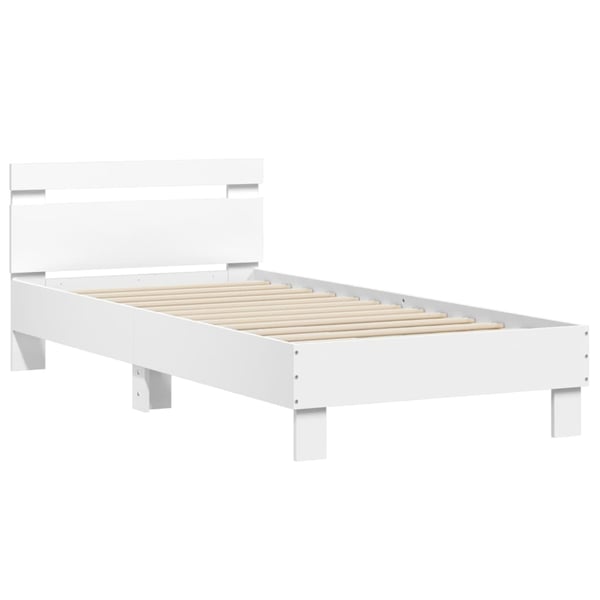 vidaXL Sengeramme med hodegavl hvit 90x200 cm konstruert tre