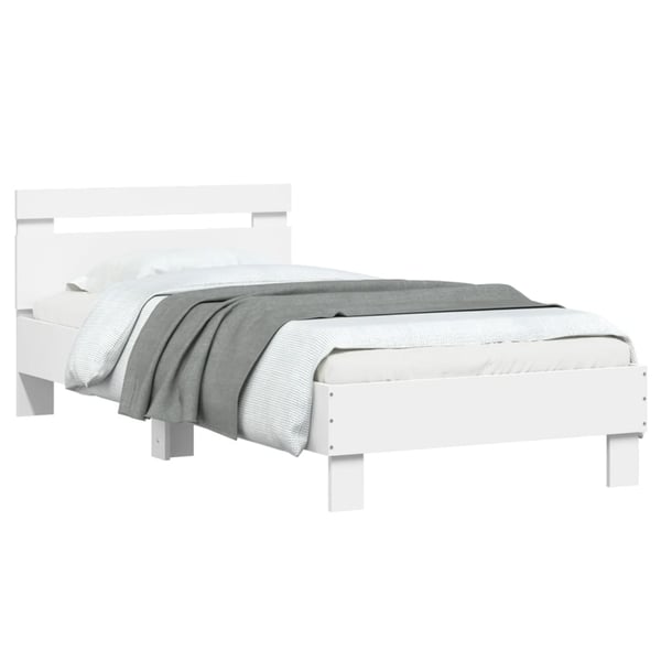 vidaXL Sengeramme med hodegavl hvit 90x200 cm konstruert tre
