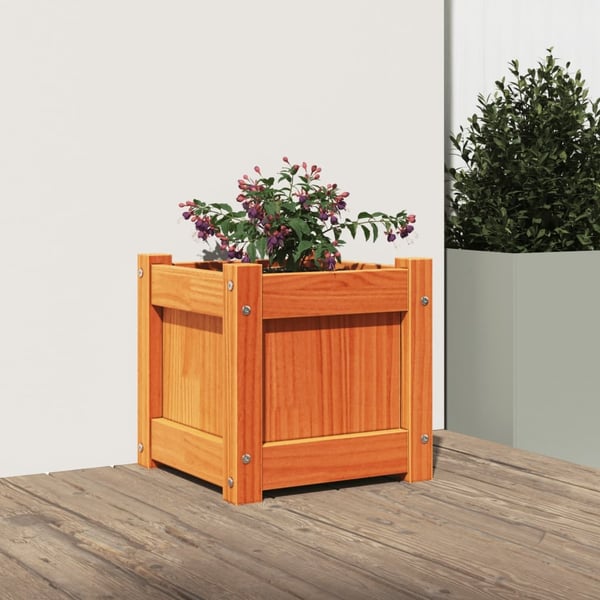 vidaXL Hageplantekasse voksbrun 31x31x31 cm heltre furu